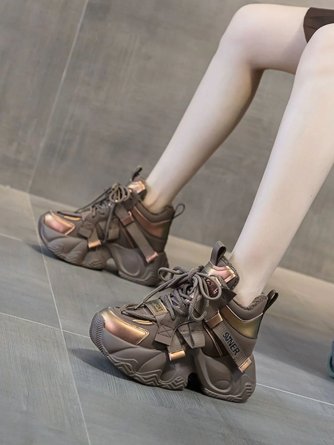 Chunky Platform Lace Up Sneakers - Image 2