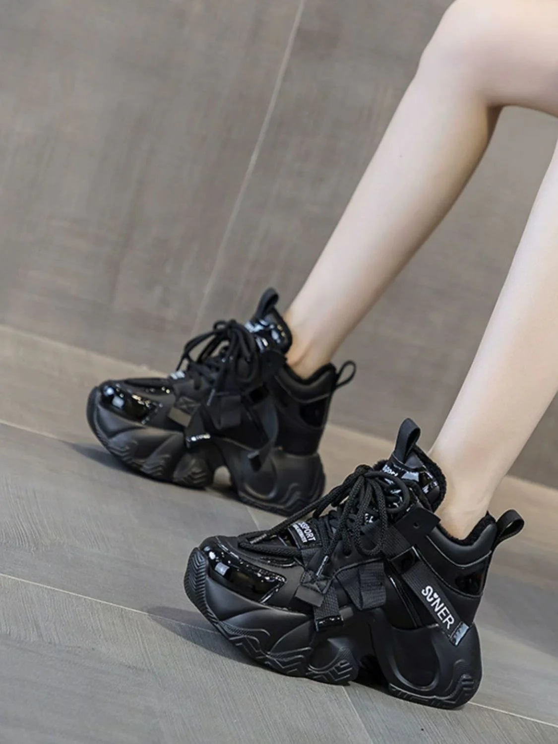Chunky Platform Lace Up Sneakers - Image 4