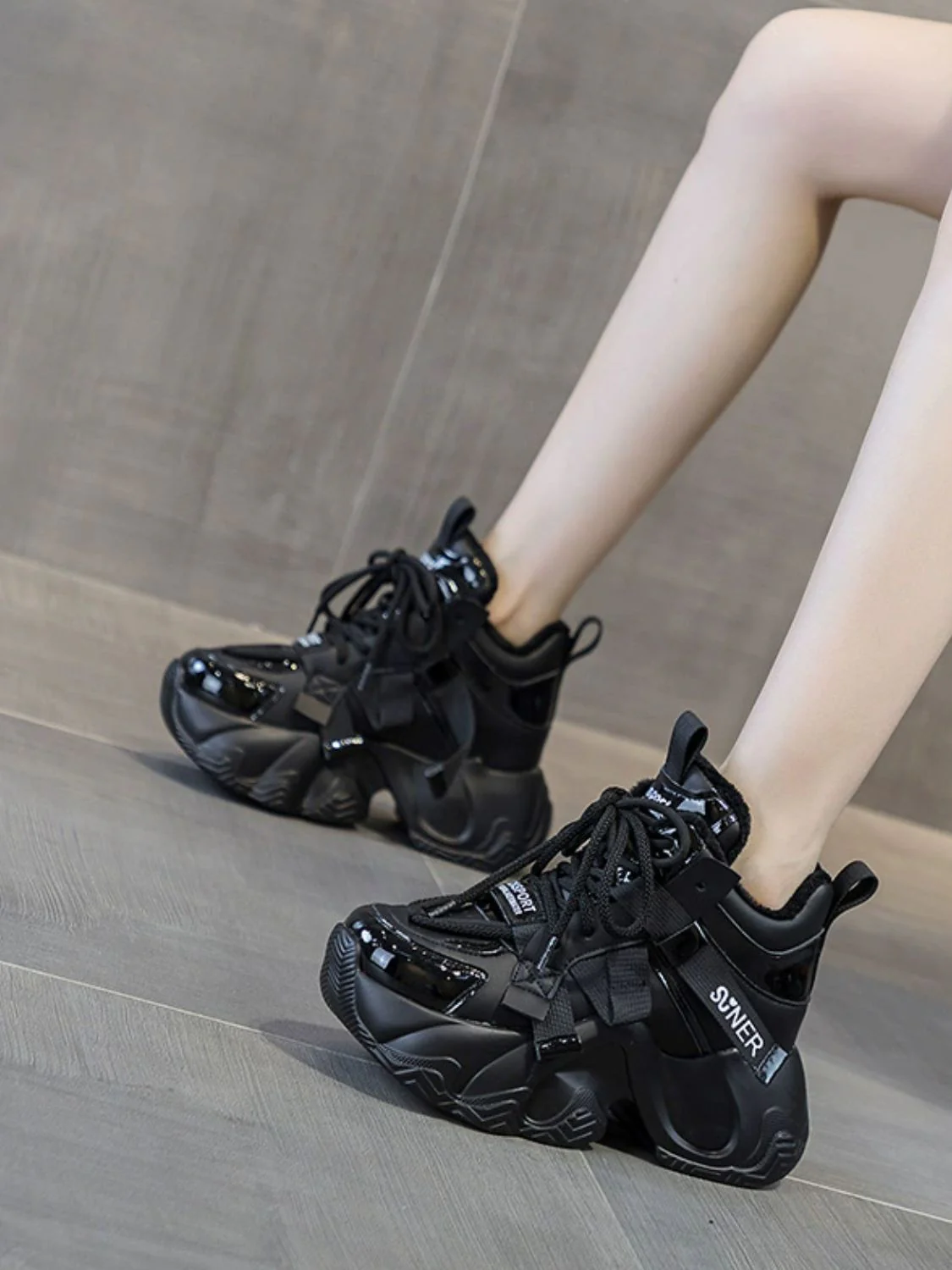 Chunky Platform Lace Up Sneakers - Image 6