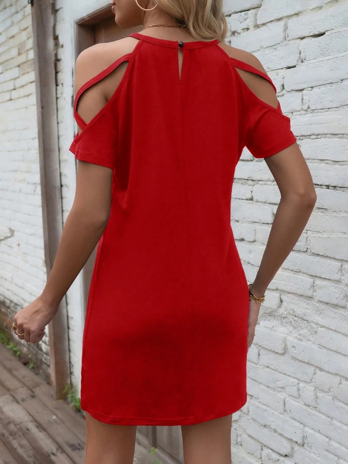 Cold Shoulder Mini Dress - Image 2