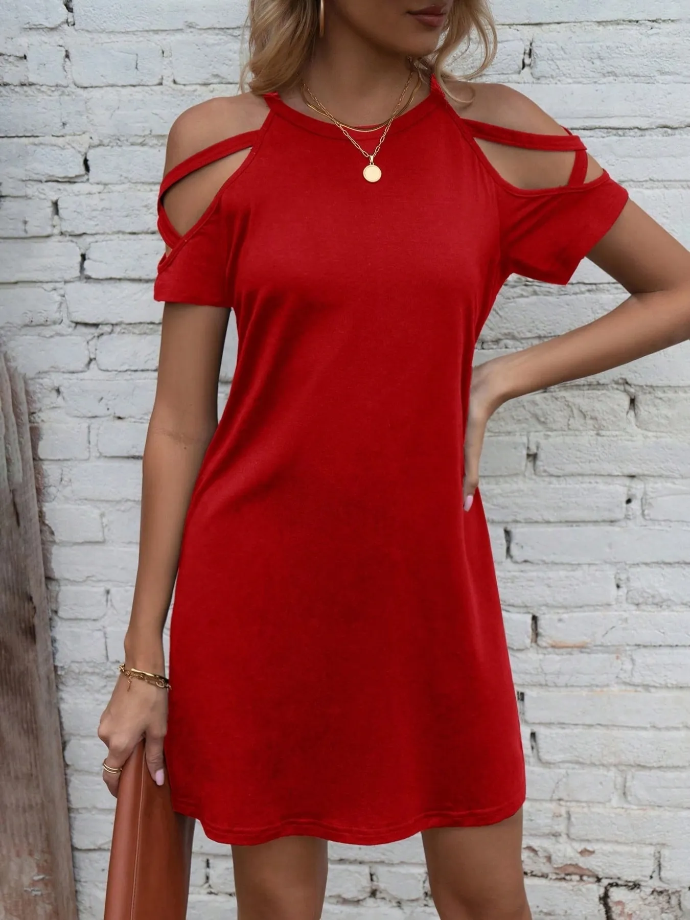 Cold Shoulder Mini Dress - Image 3