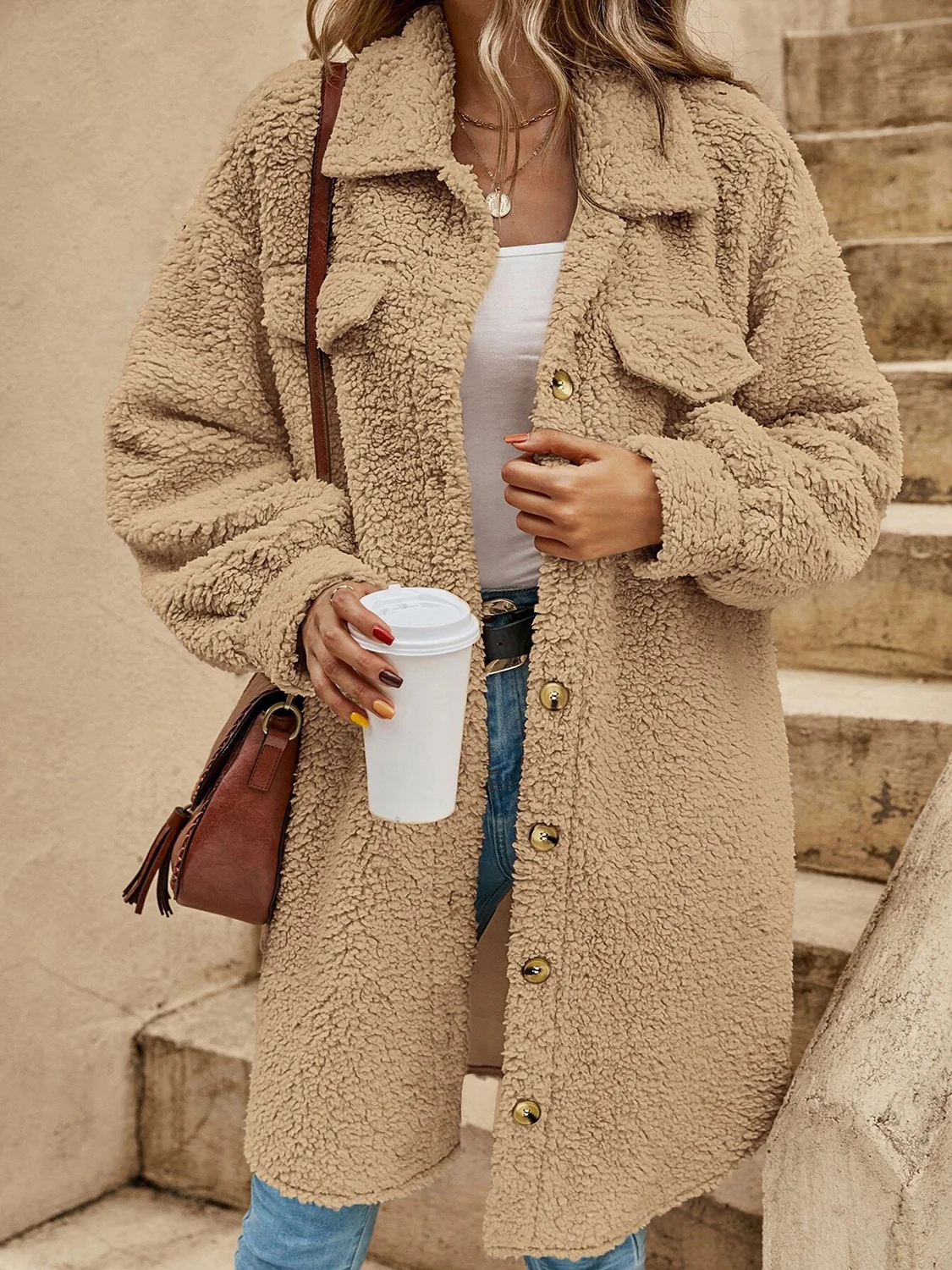 Collared Button Down Coat - Image 3