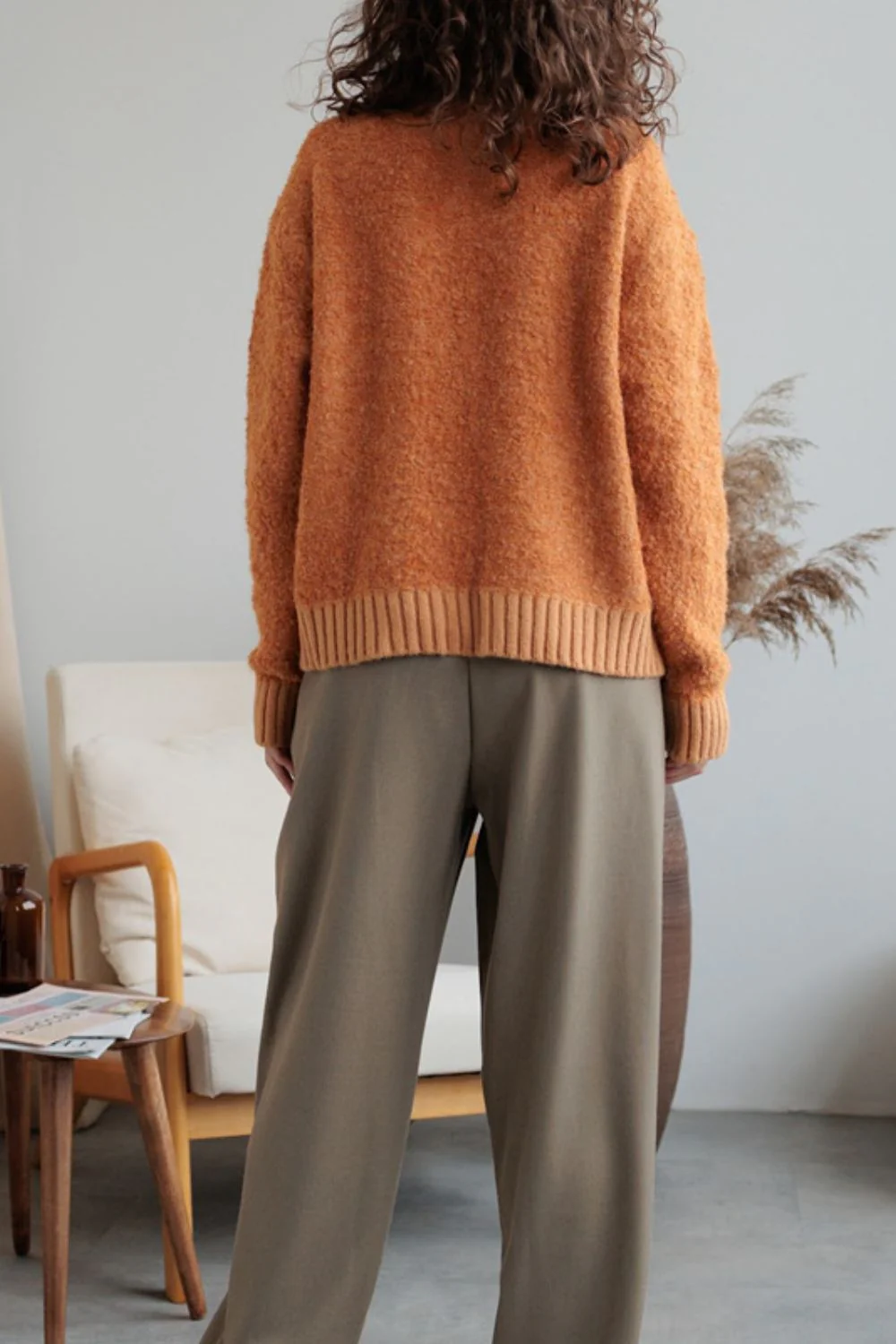 Collared Neck Button Down Long Sleeve Cardigan - Image 7