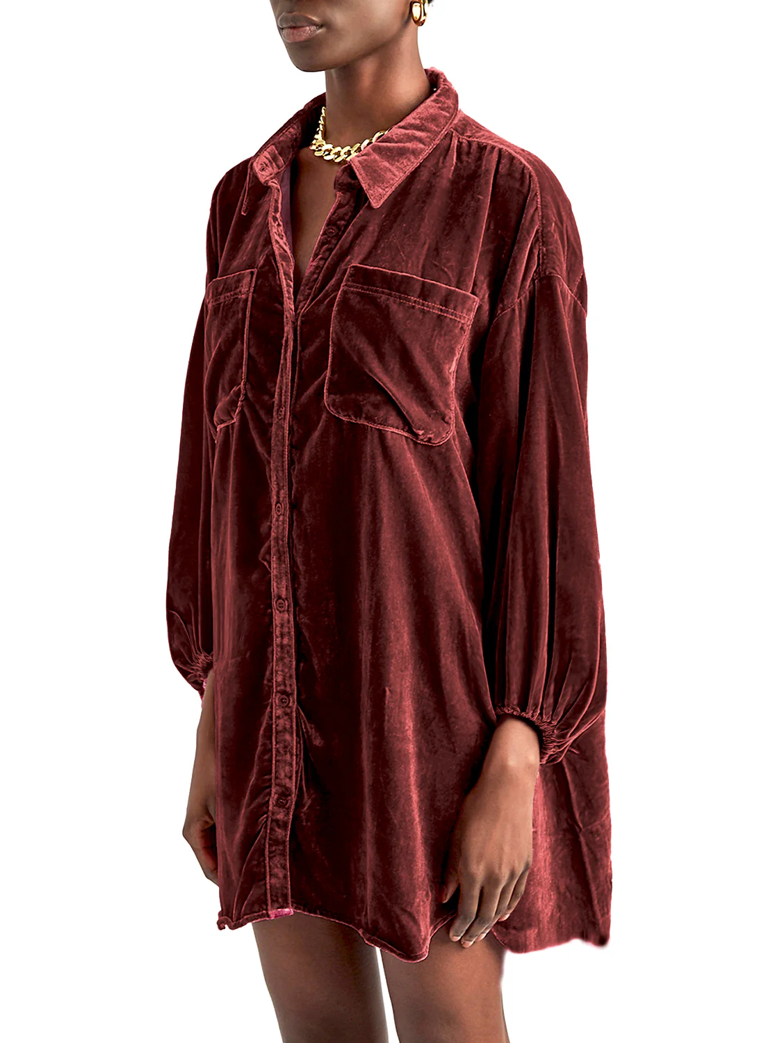 Collared Neck Button Down Long Sleeve Shirt - Image 4