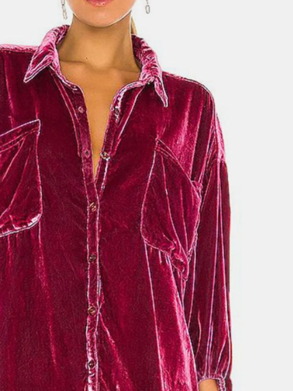 Collared Neck Button Down Long Sleeve Shirt - Image 7