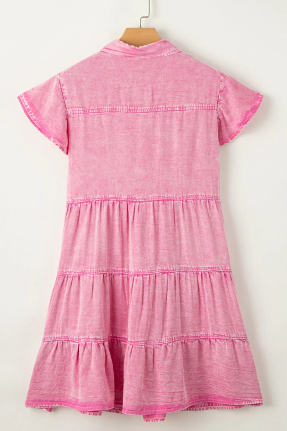 Collared Neck Button Down Mini Denim Dress - Image 7