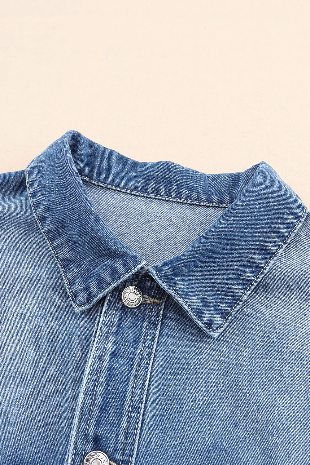 Collared Neck Button Up Denim Jacket - Image 17