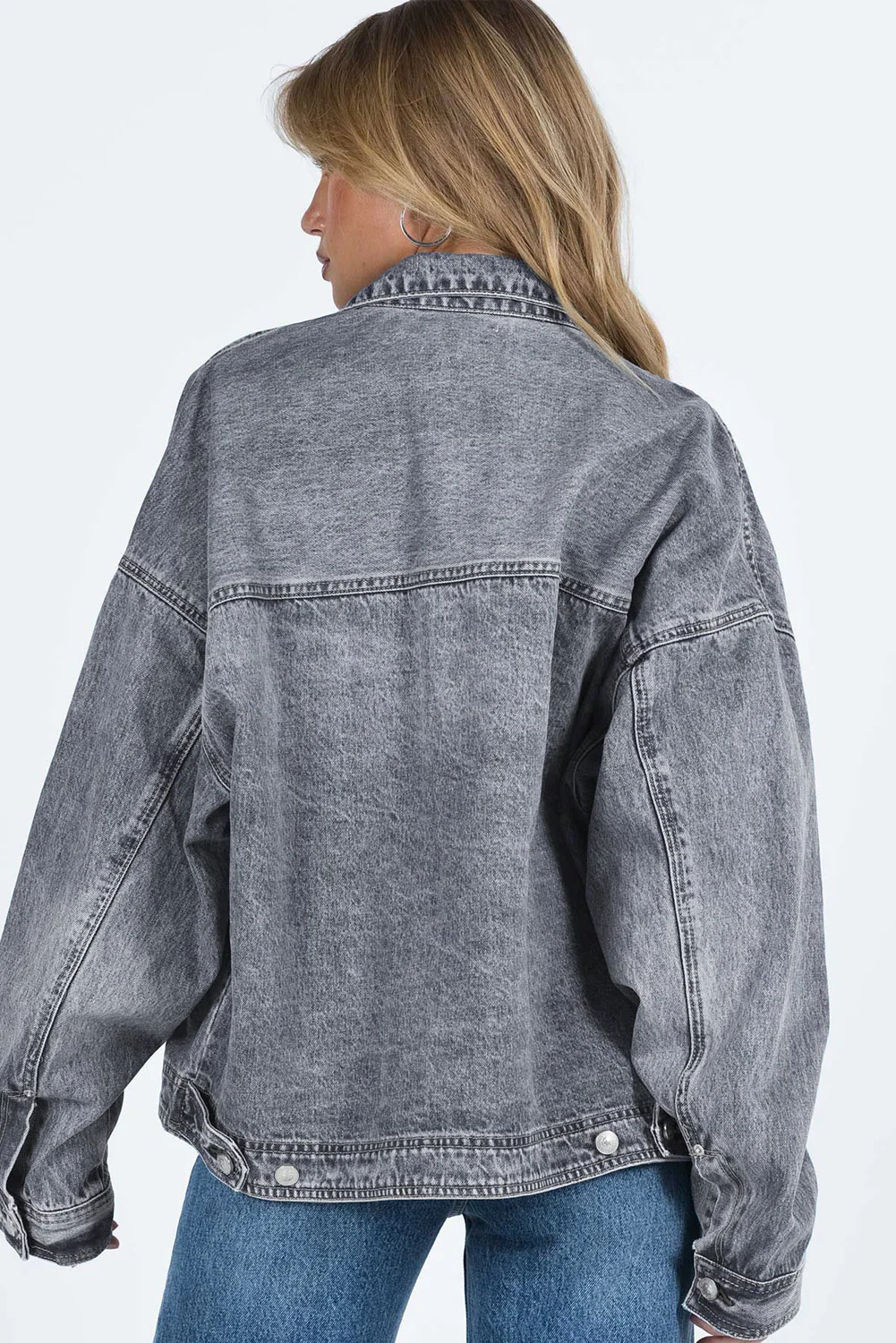 Collared Neck Button Up Denim Jacket - Image 23