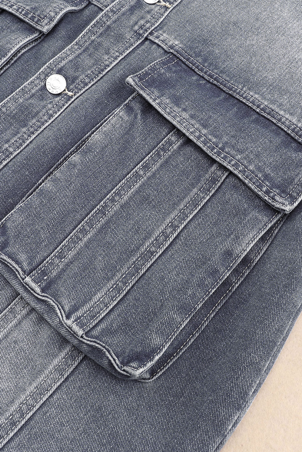 Collared Neck Button Up Denim Jacket - Image 26
