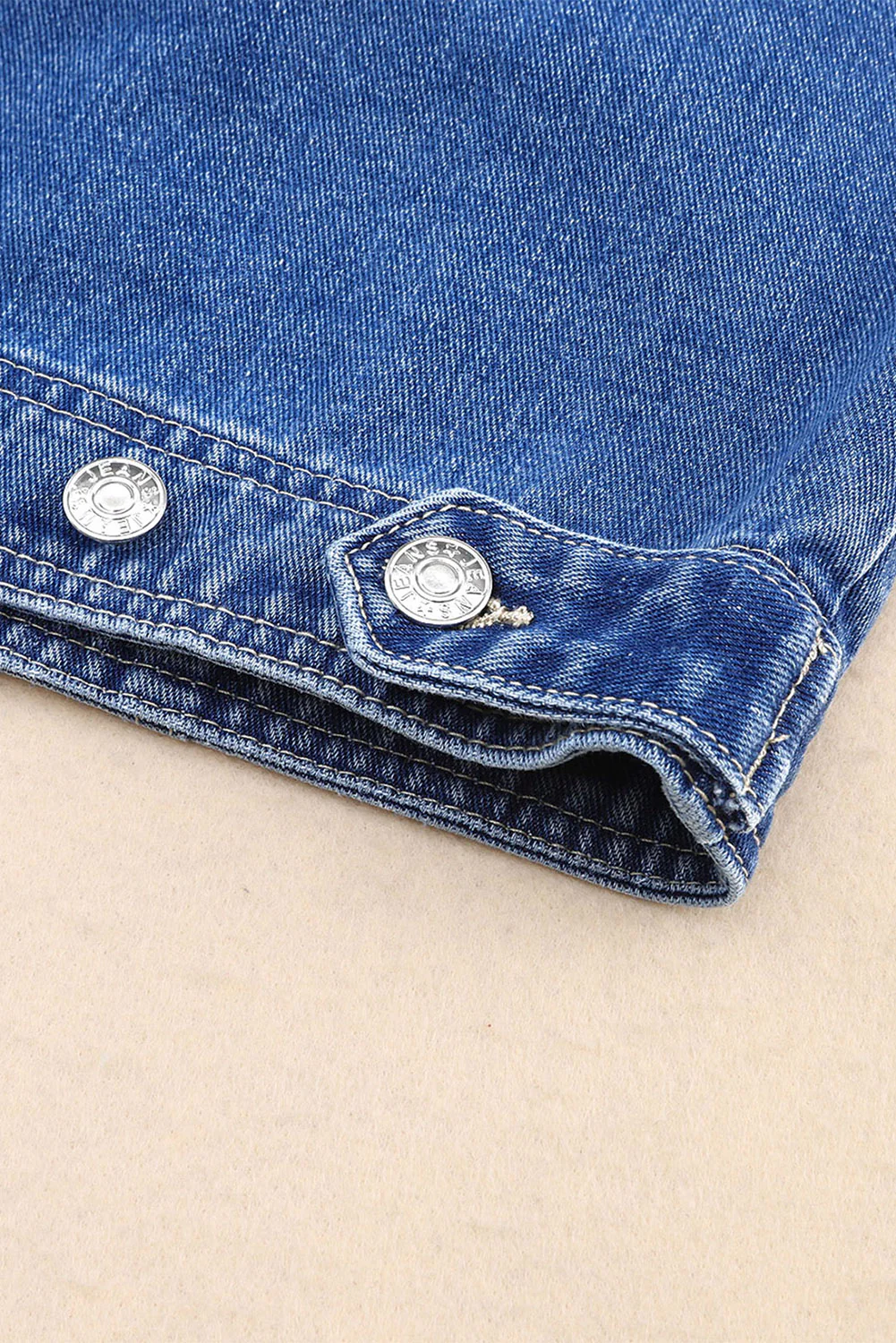 Collared Neck Button Up Denim Jacket - Image 7