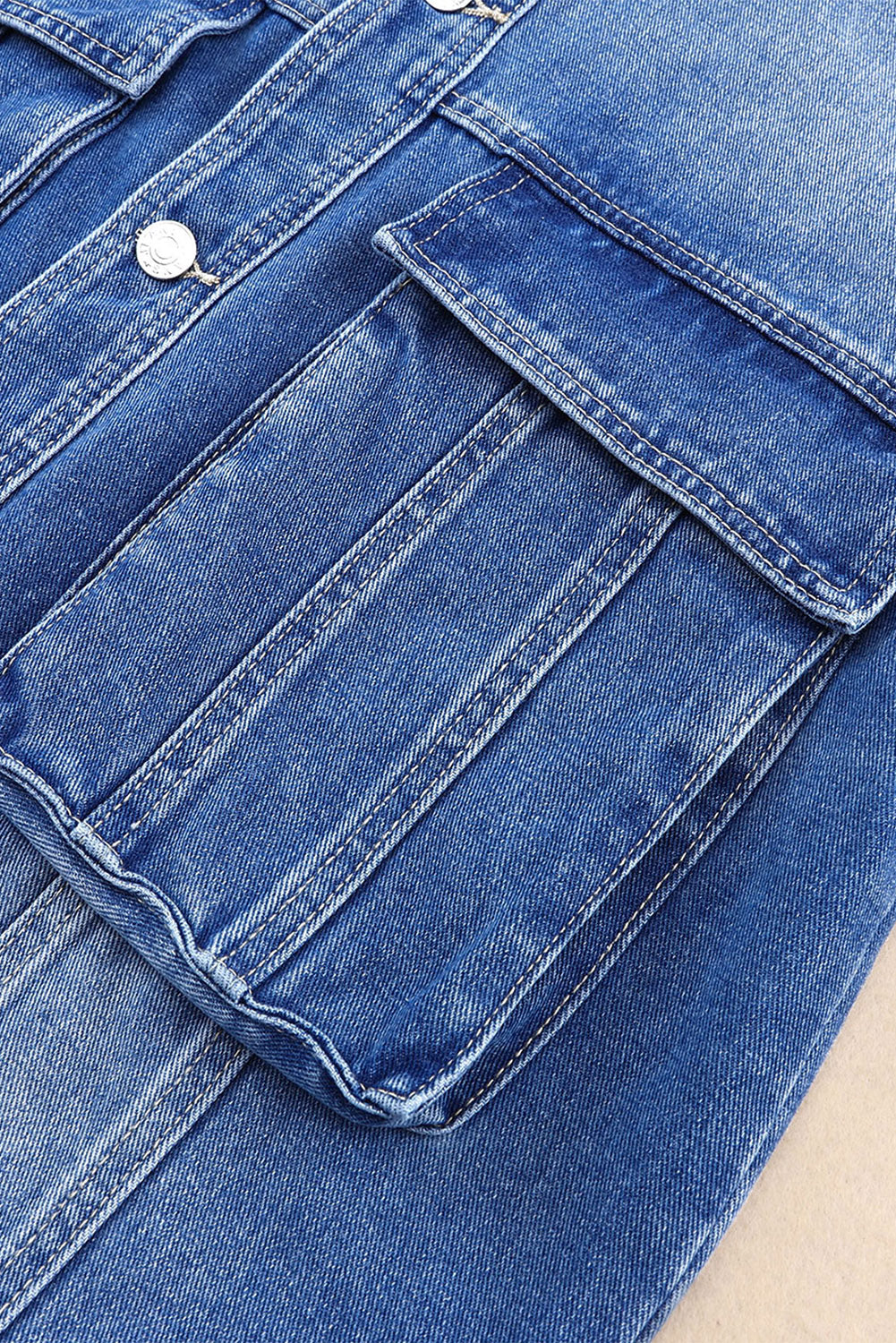 Collared Neck Button Up Denim Jacket - Image 8