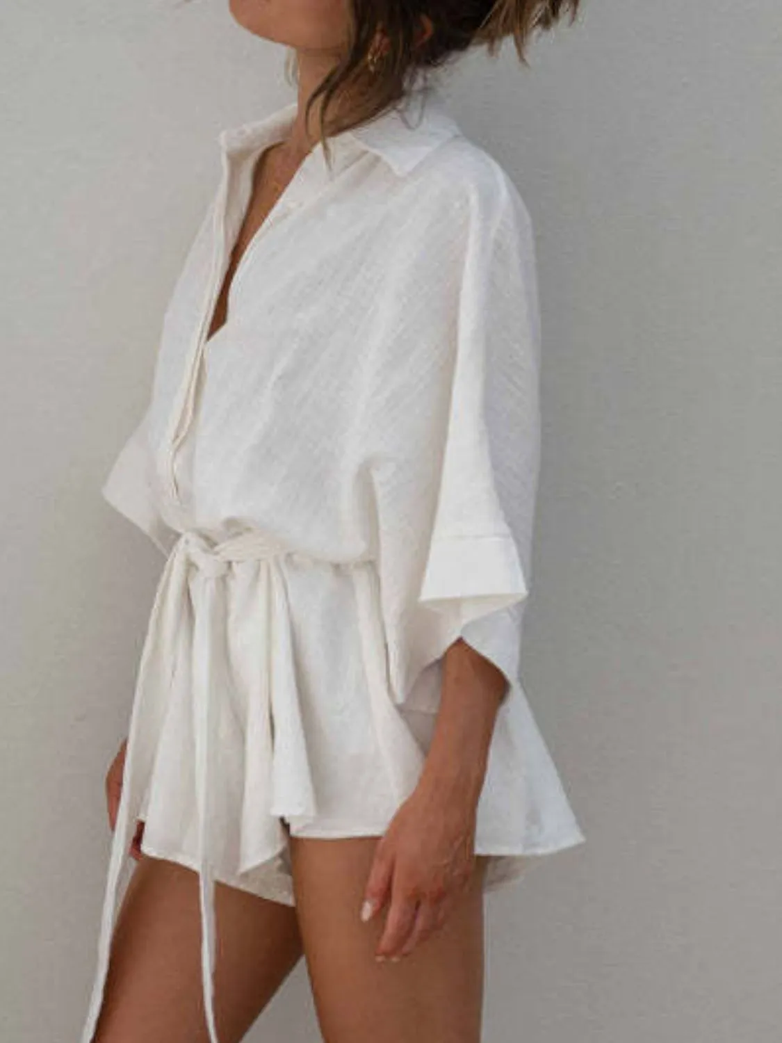 Collared Neck Half Sleeve Romper - Image 8