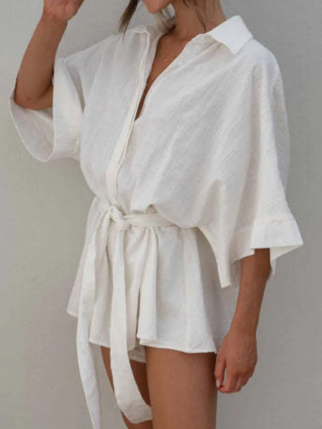 Collared Neck Half Sleeve Romper - Image 9