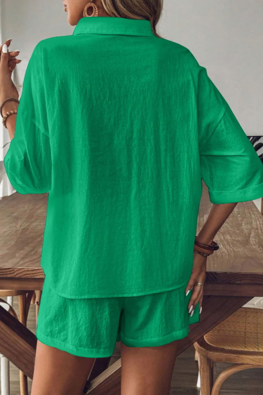 Collared Neck Half Sleeve Top and Shorts Set - Image 20