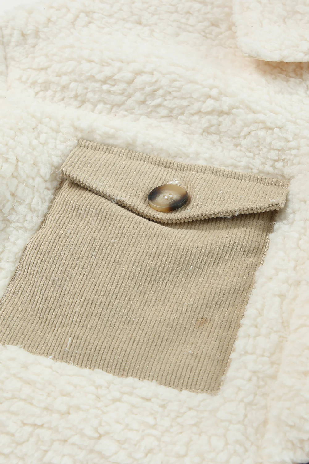 Collared Neck Long Sleeve Longline Teddy Jacket - Image 6