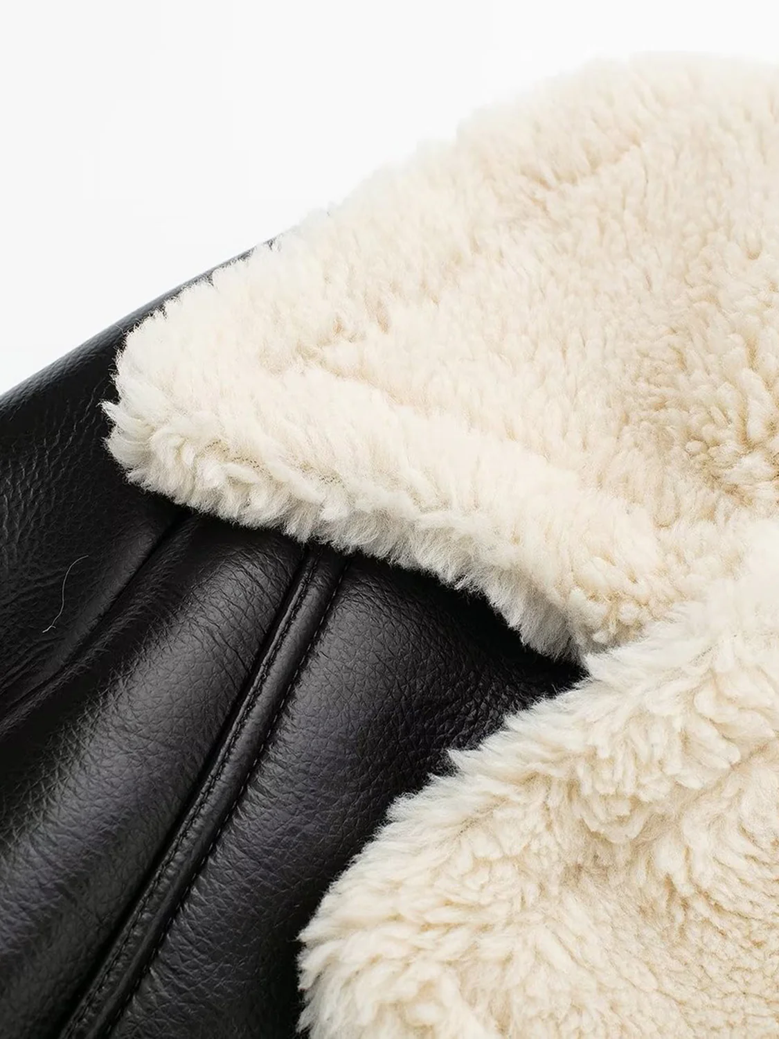 Collared Neck Long Sleeve Plush Cropped Jacket - Image 10