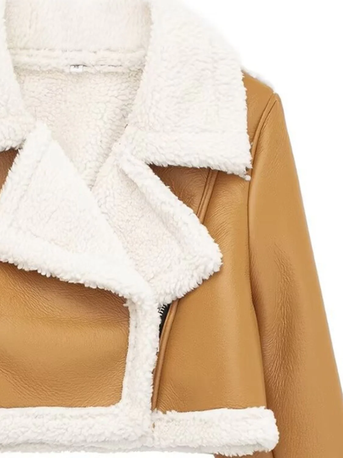 Collared Neck Long Sleeve Plush Cropped Jacket - Image 13