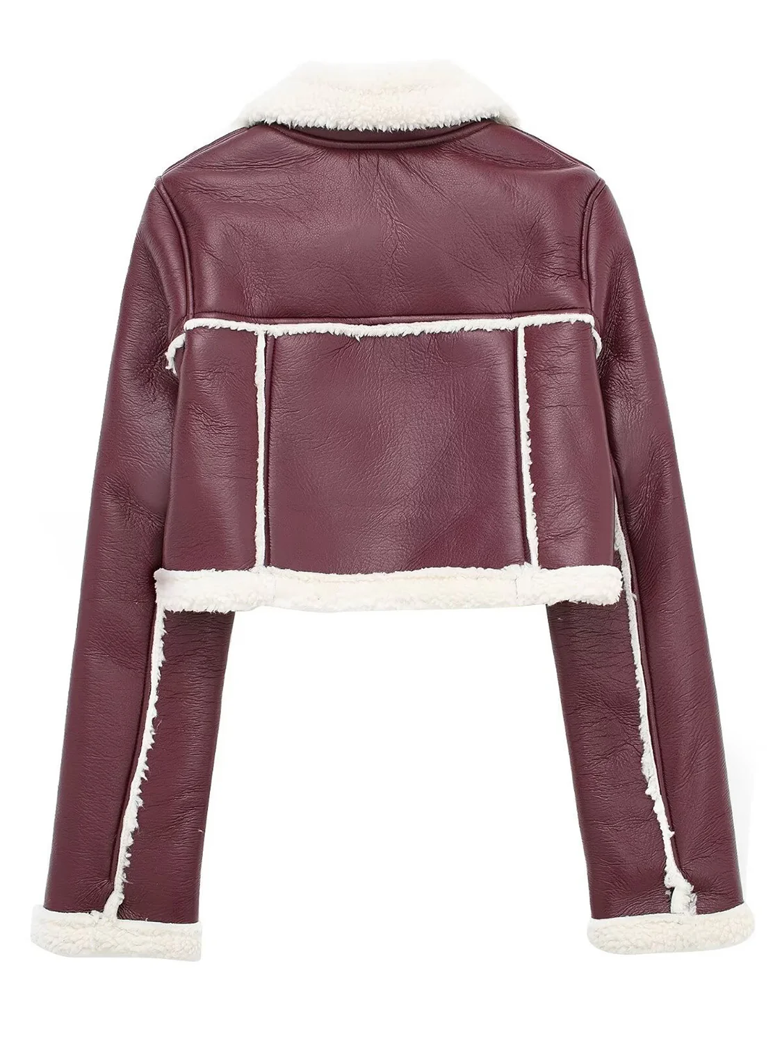 Collared Neck Long Sleeve Plush Cropped Jacket - Image 24