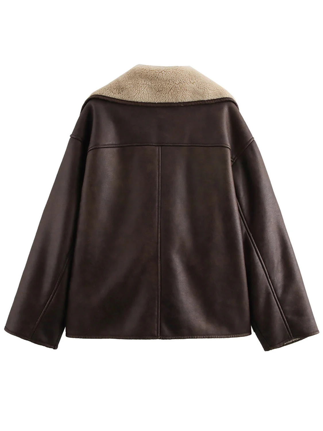 Collared Neck Long Sleeve Plush Jacket - Image 6