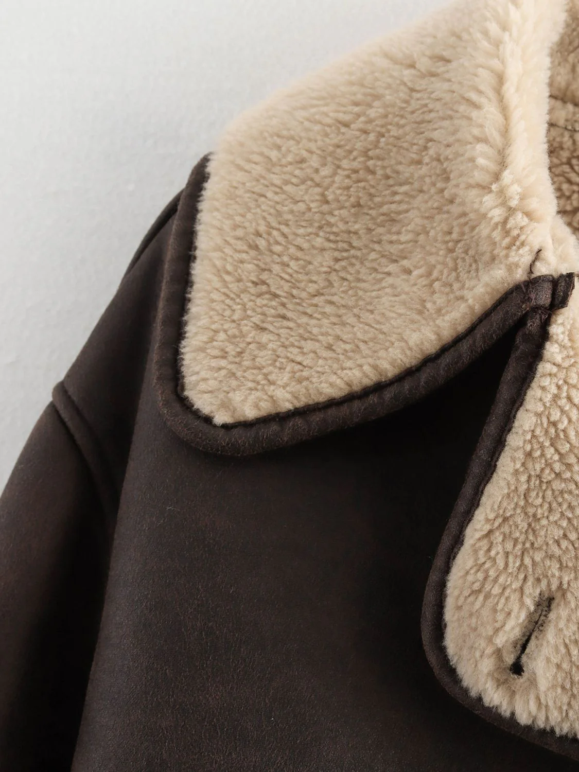 Collared Neck Long Sleeve Plush Jacket - Image 9