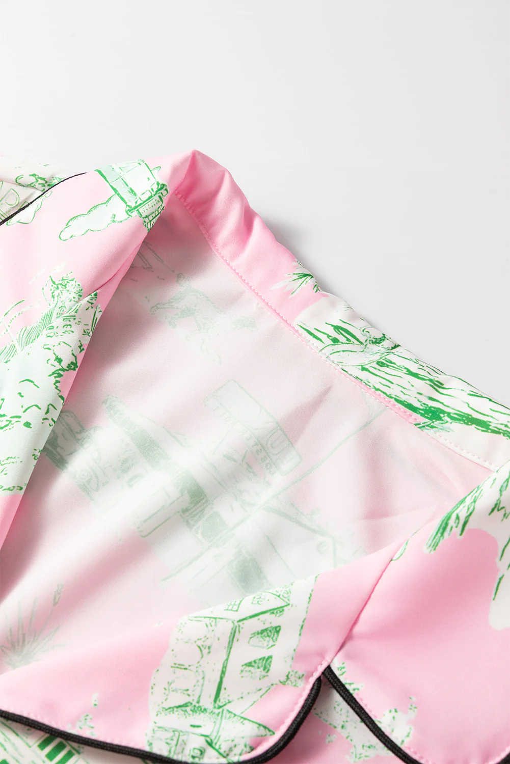 Collared Neck Printed Top and Drawstring Shorts Lounge Set - Image 6