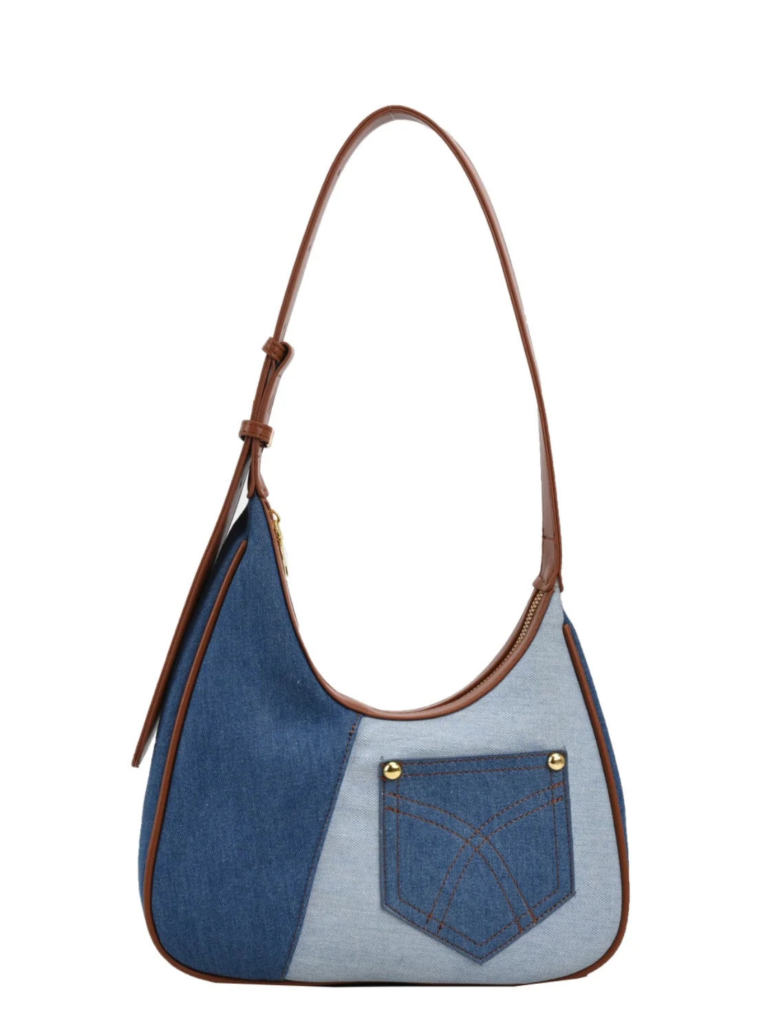 Color Block Adjustable Strap Shoulder Bag - Image 5
