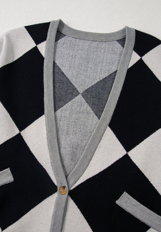 Color Block Button Down Long Sleeve Cardigan - Image 10