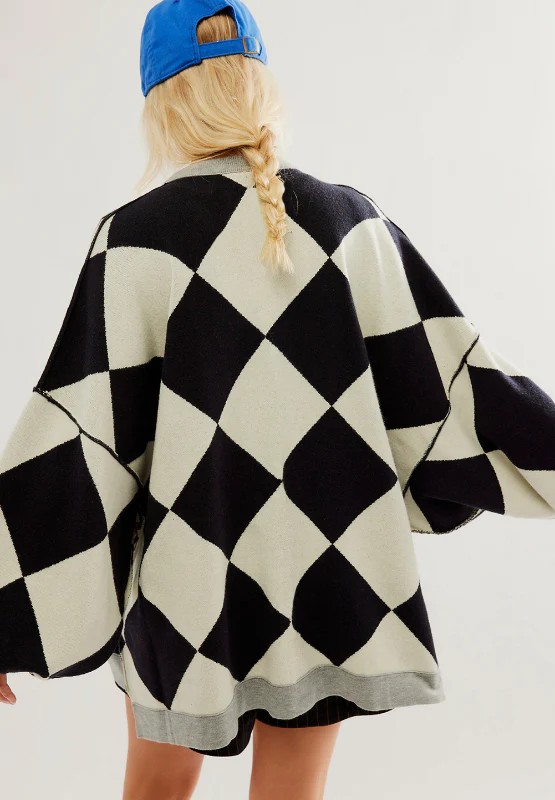Color Block Button Down Long Sleeve Cardigan - Image 4