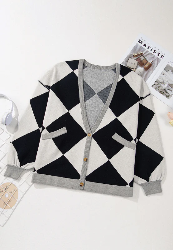 Color Block Button Down Long Sleeve Cardigan - Image 7