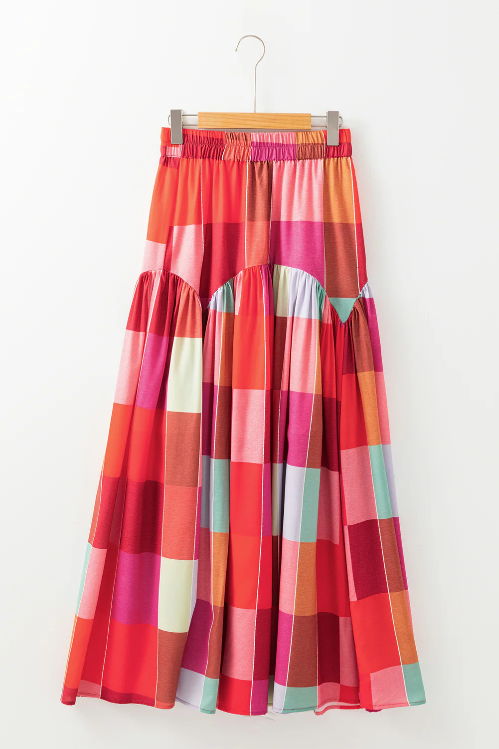 Color Block Elastic Waist Maxi Skirt - Image 5