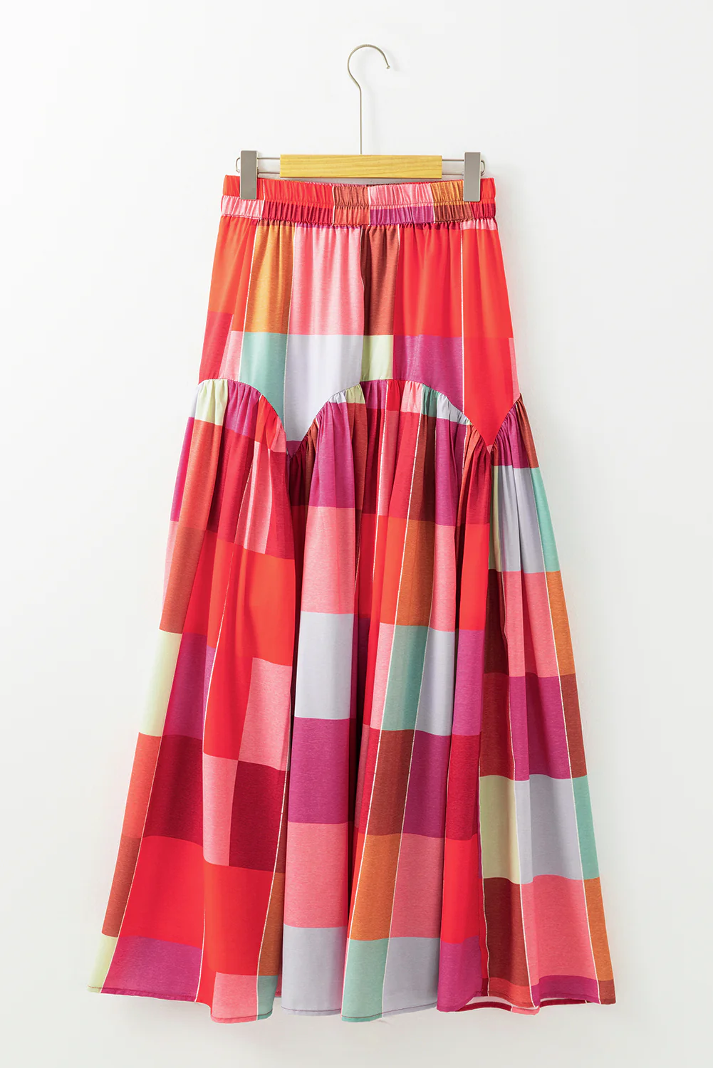Color Block Elastic Waist Maxi Skirt - Image 6