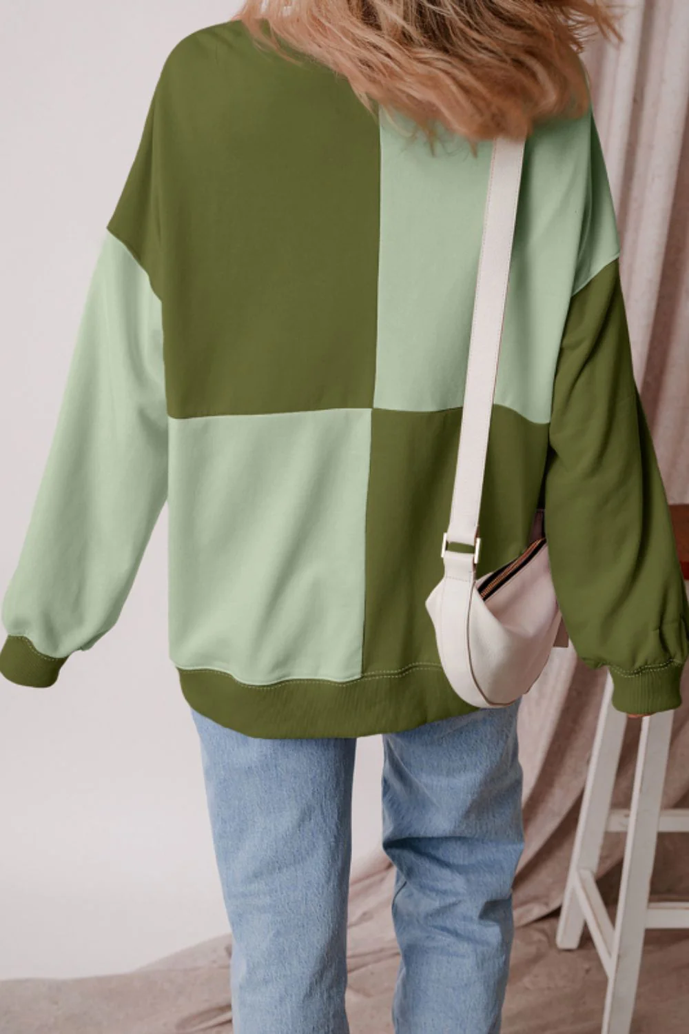 Color Block Half Button Long Sleeve Sweatshirt - Image 14