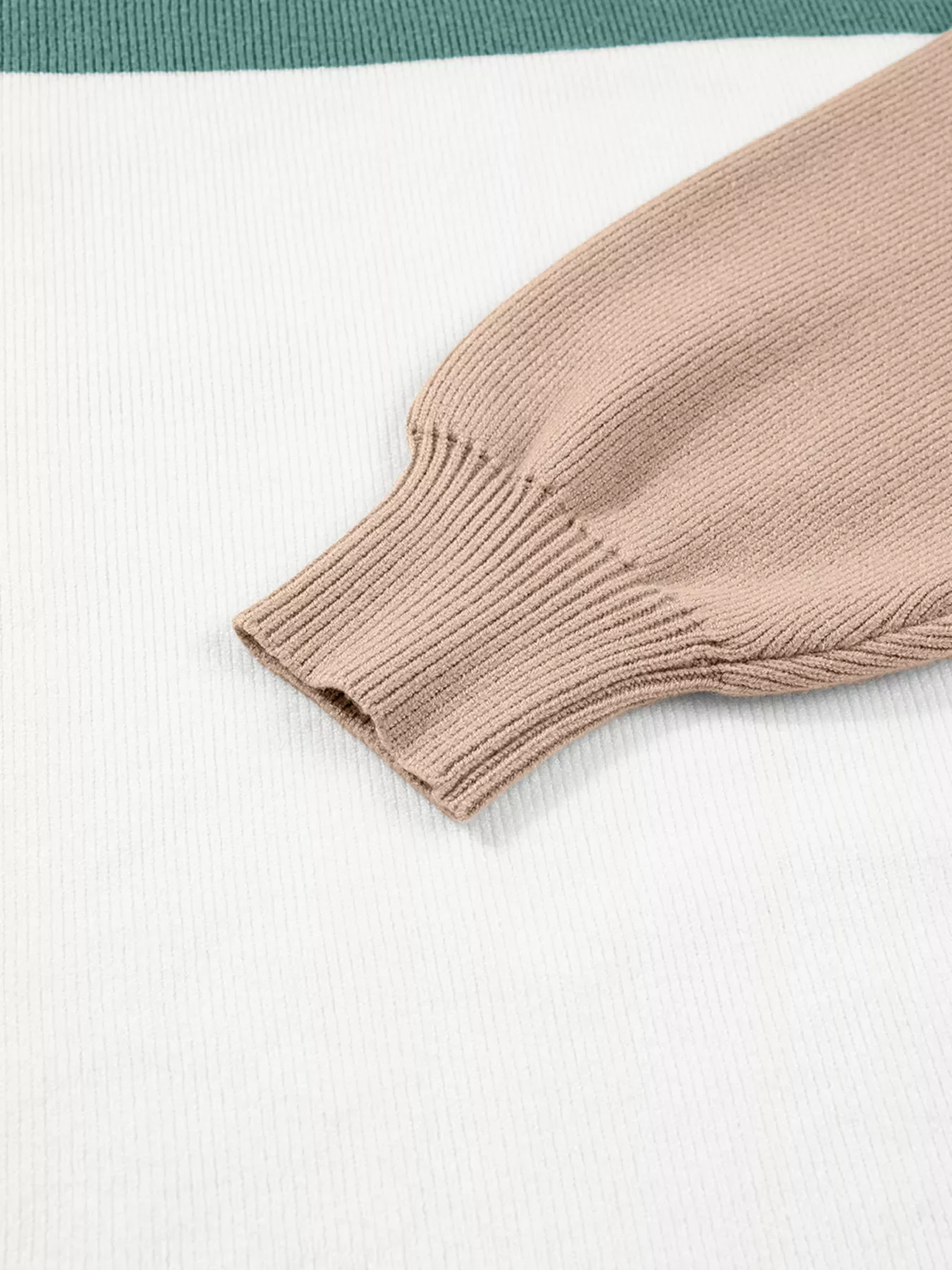Color Block Plain Ribbed Knit Sweatshirt - Image 6