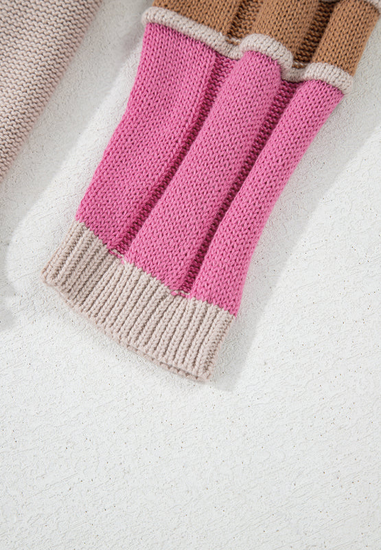 Color Block Round Neck Long Sleeve  Sweater - Image 8