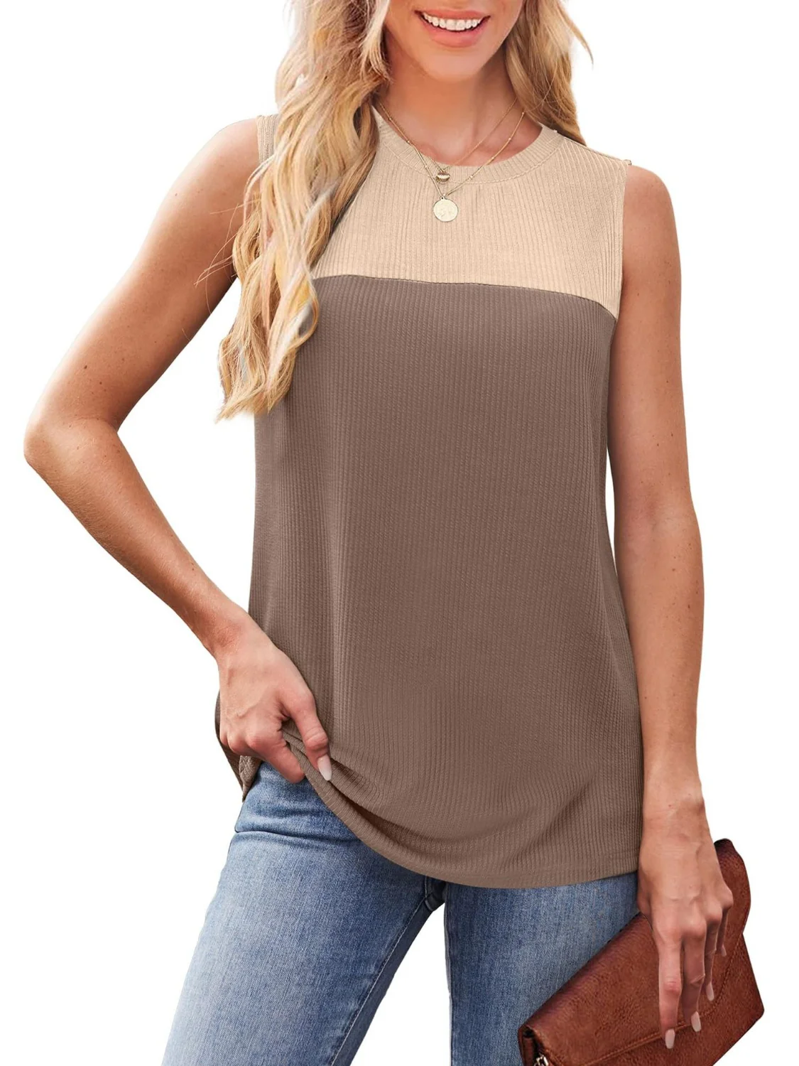 Color Block Round Neck Tank - Image 16
