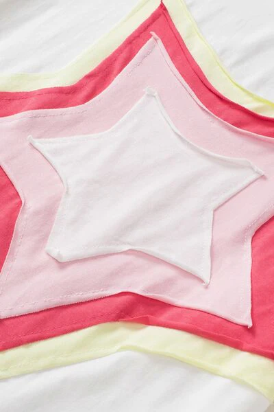 Color Block Star Patched Oversized T-Shirt - Image 19
