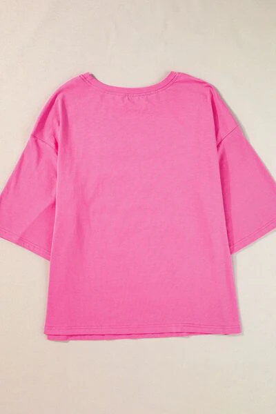 Color Block Star Patched Oversized T-Shirt - Image 5