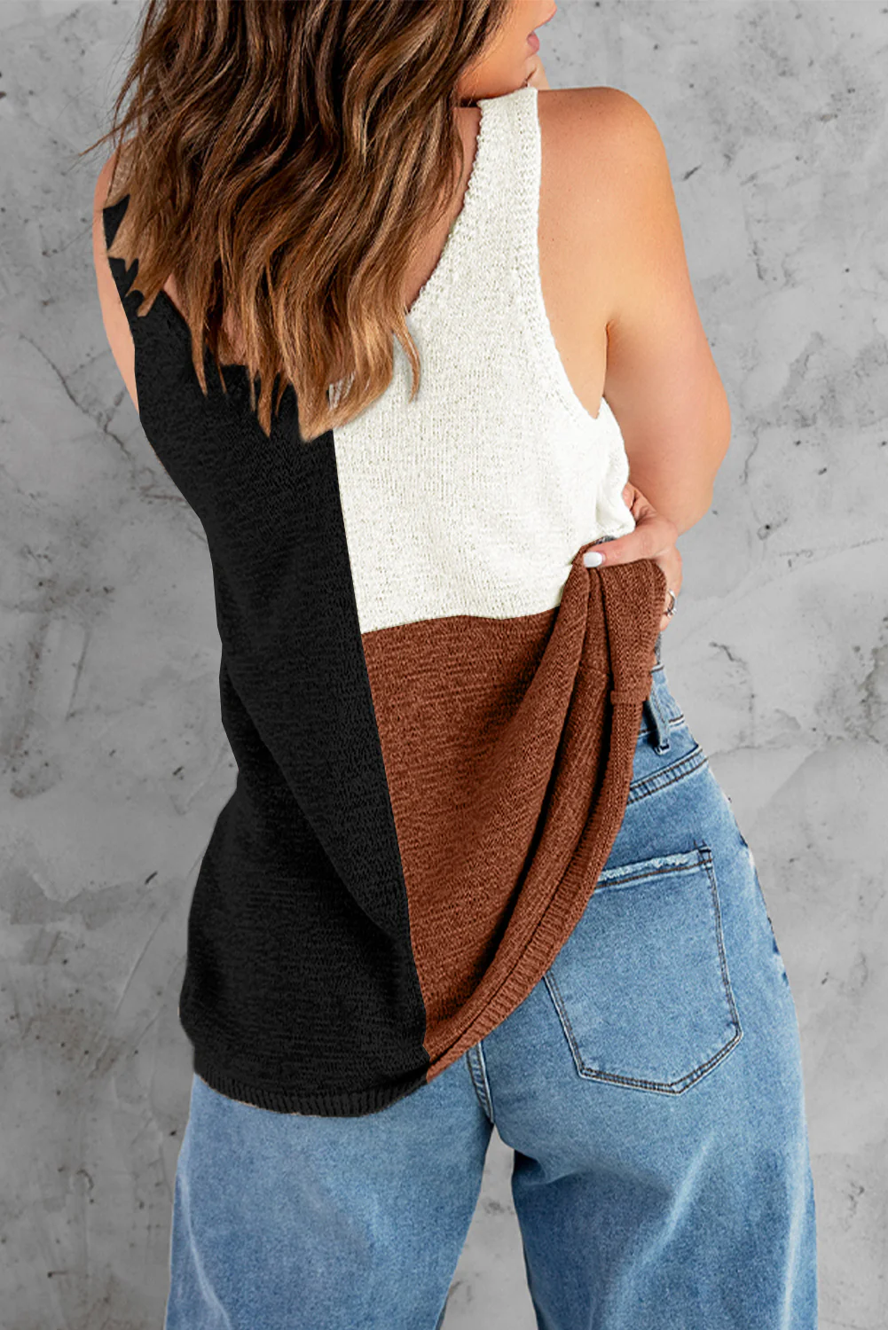 Color Block V-Neck Knit Vest - Image 13