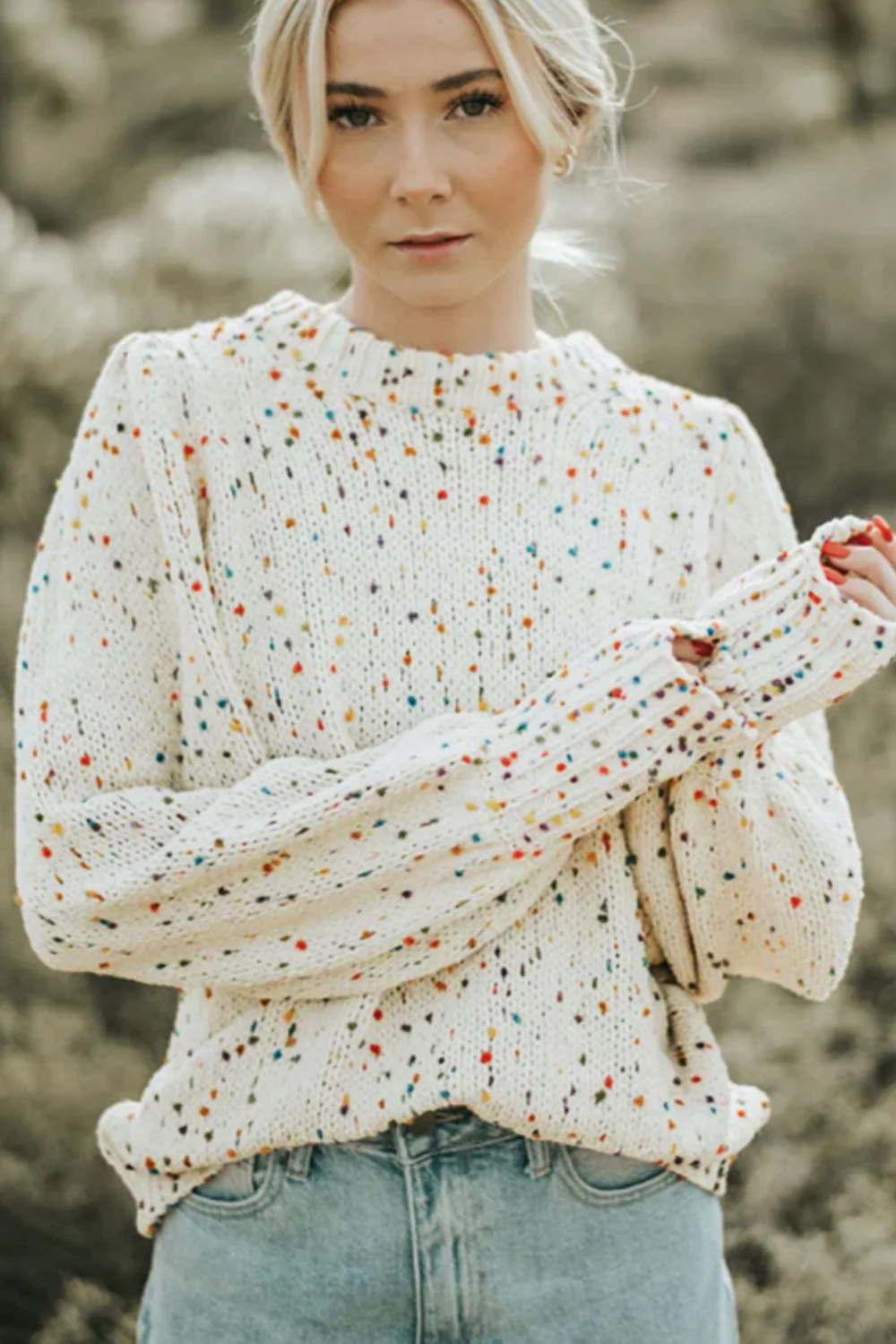 Confetti Round Neck Long Sleeve Sweater - Image 2