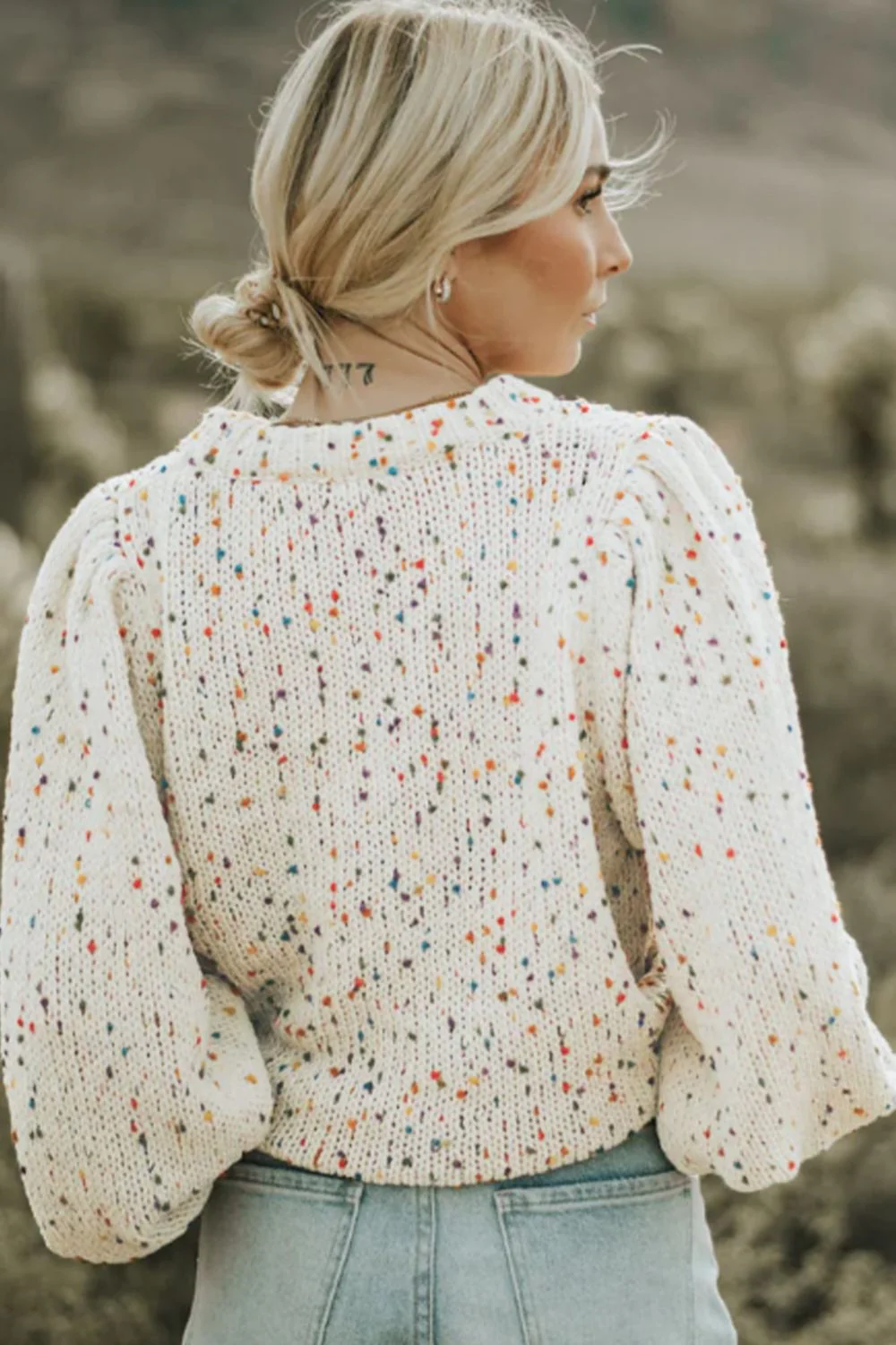 Confetti Round Neck Long Sleeve Sweater - Image 4