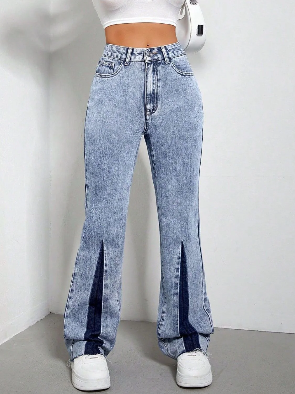 Contrast Bootcut Jeans with Pockets - Image 6