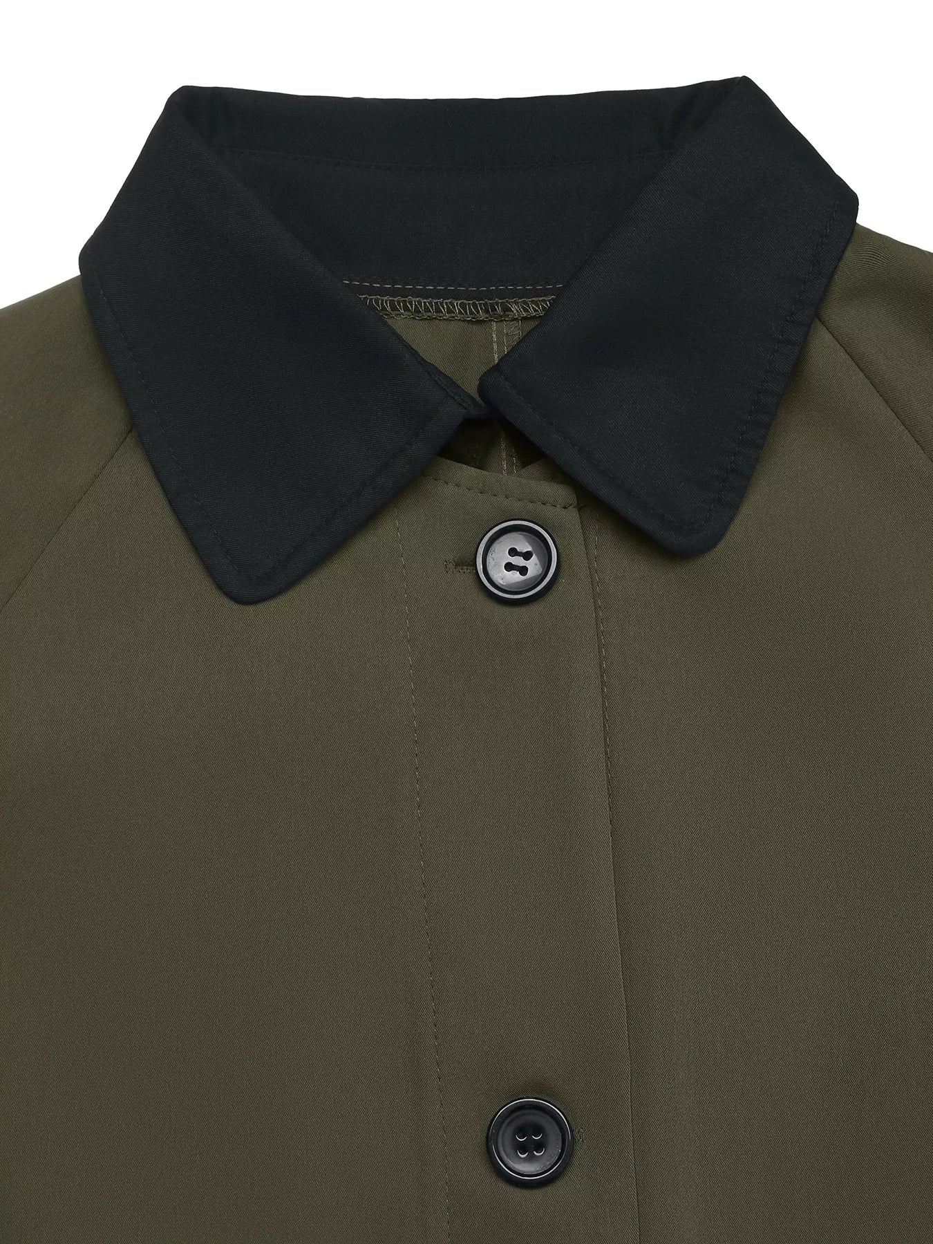 Contrast Collar Button Up Coat - Image 7