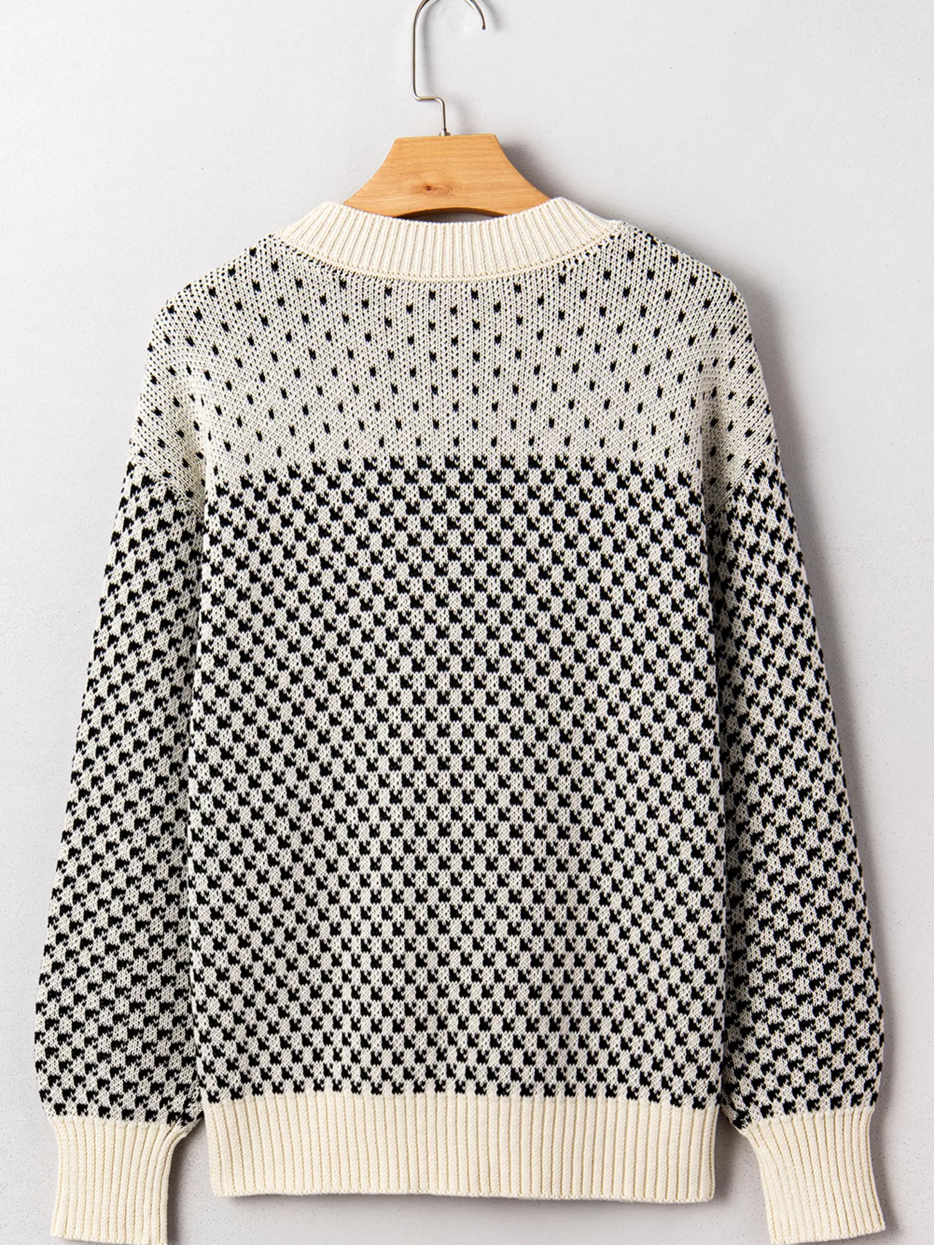 Contrast Color Pattern Lantern Sleeve Sweater - Image 3