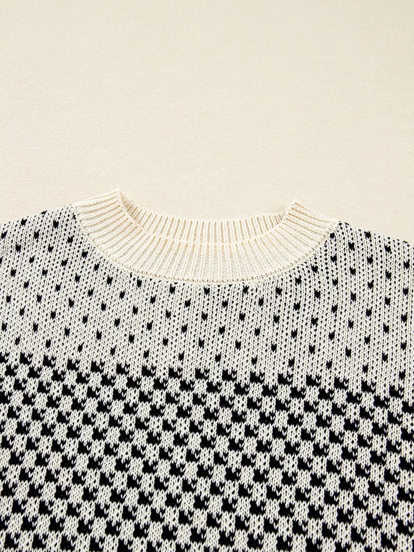 Contrast Color Pattern Lantern Sleeve Sweater - Image 4