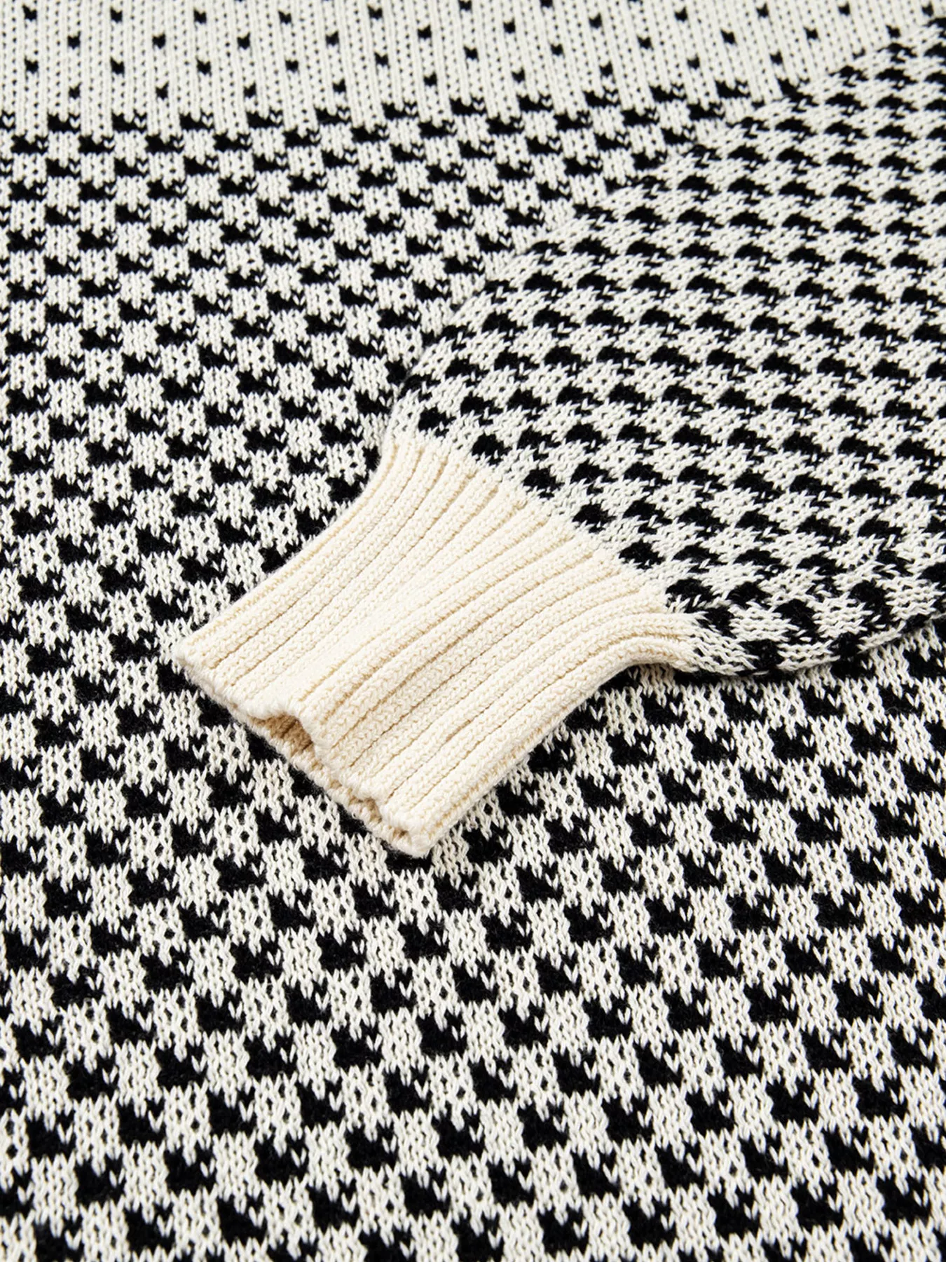 Contrast Color Pattern Lantern Sleeve Sweater - Image 6