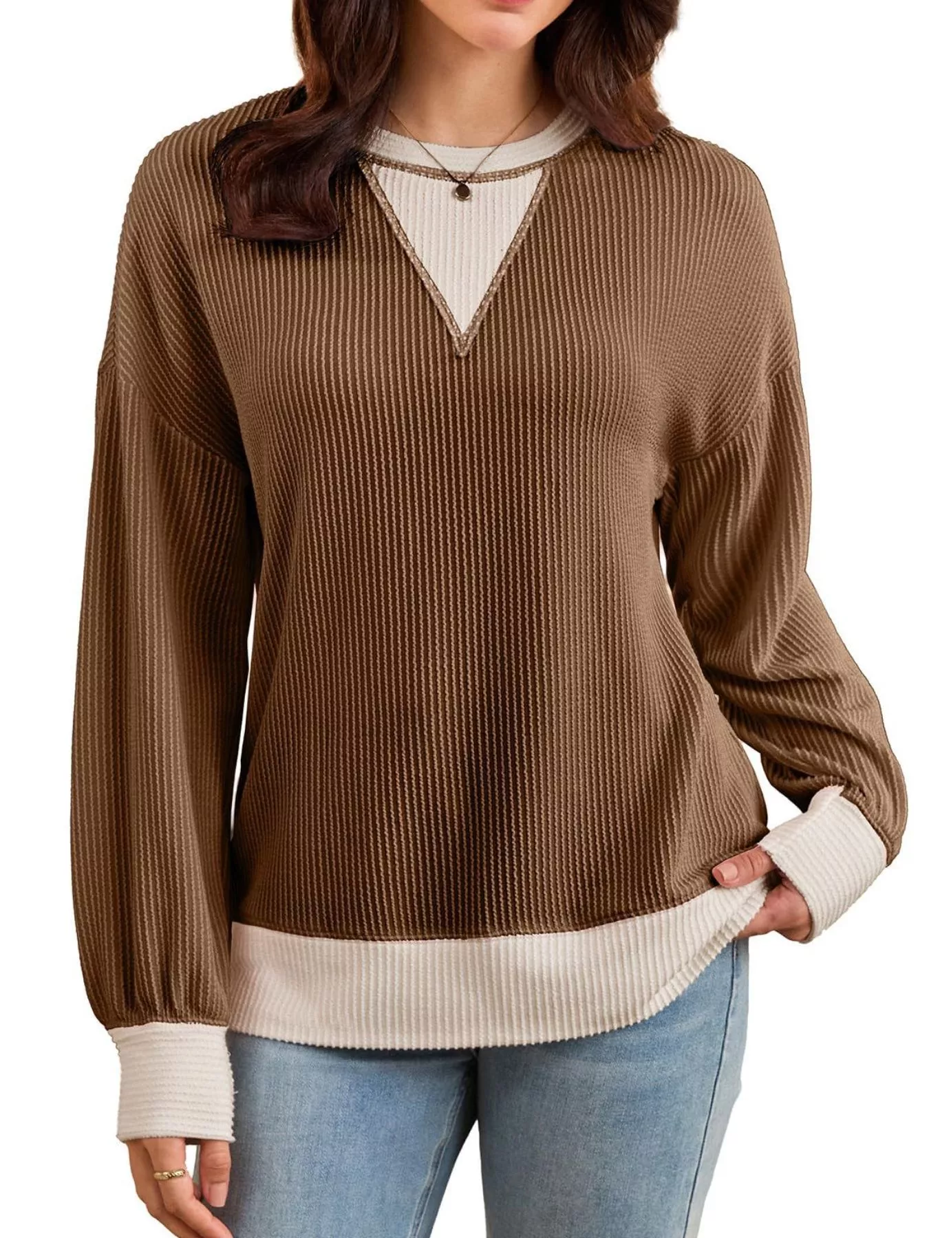 Contrast Dropped Shoulder Sweatshirt - Image 16