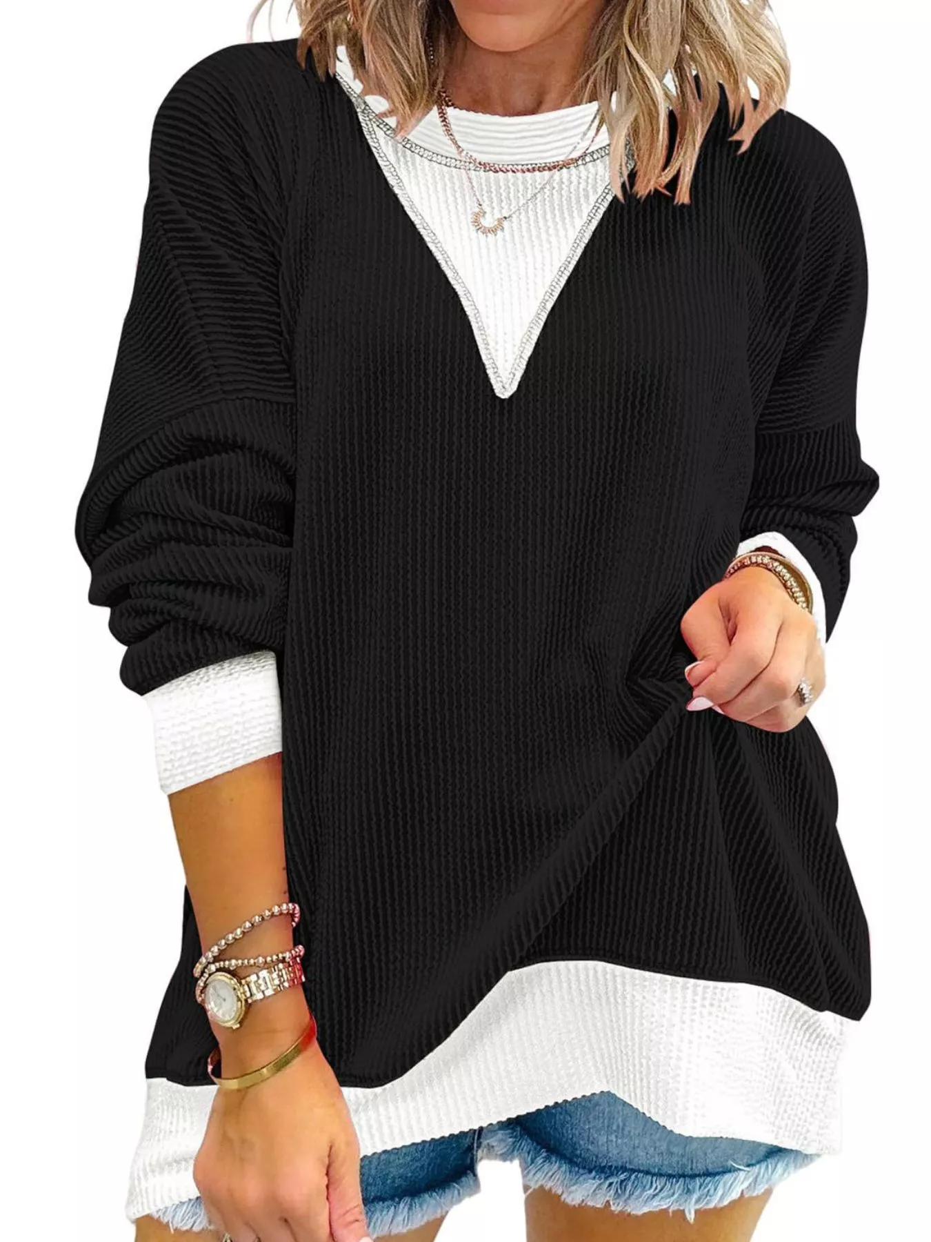 Contrast Dropped Shoulder Sweatshirt - Image 18