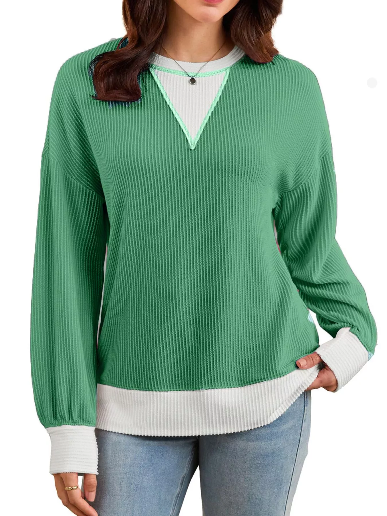 Contrast Dropped Shoulder Sweatshirt - Image 2