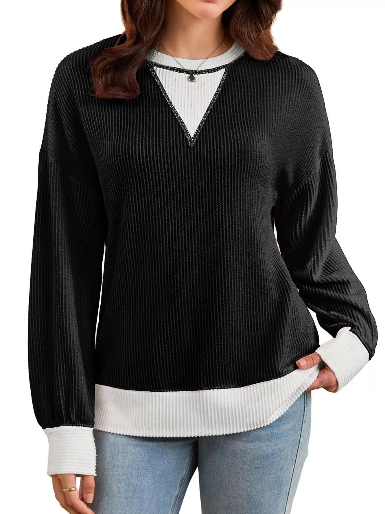 Contrast Dropped Shoulder Sweatshirt - Image 20