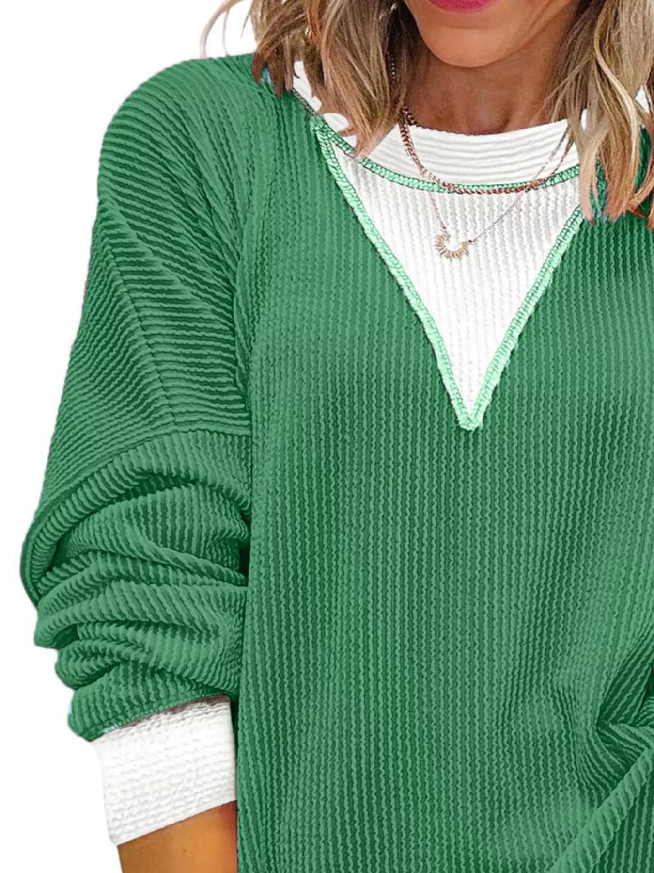 Contrast Dropped Shoulder Sweatshirt - Image 3